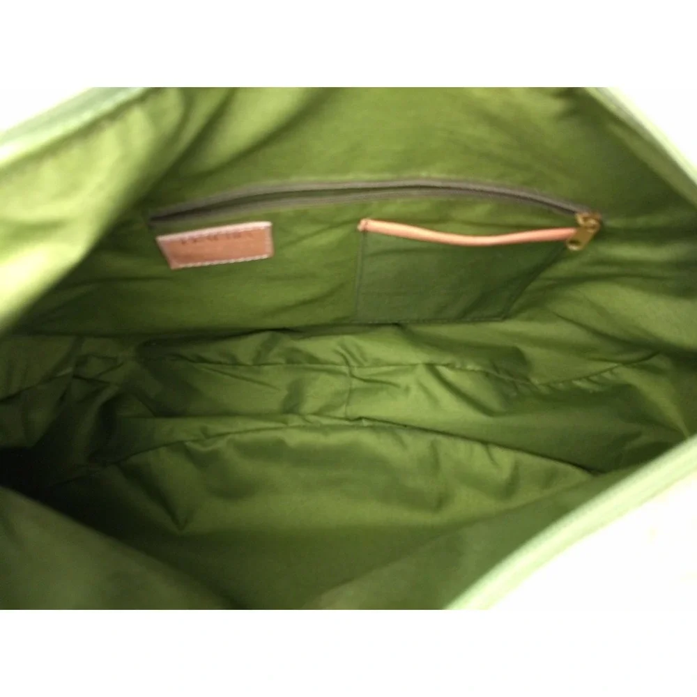 Claudia Firenze Italian Suede Leather Hobo Bag Pale Green Tan Trim Floral Zipper